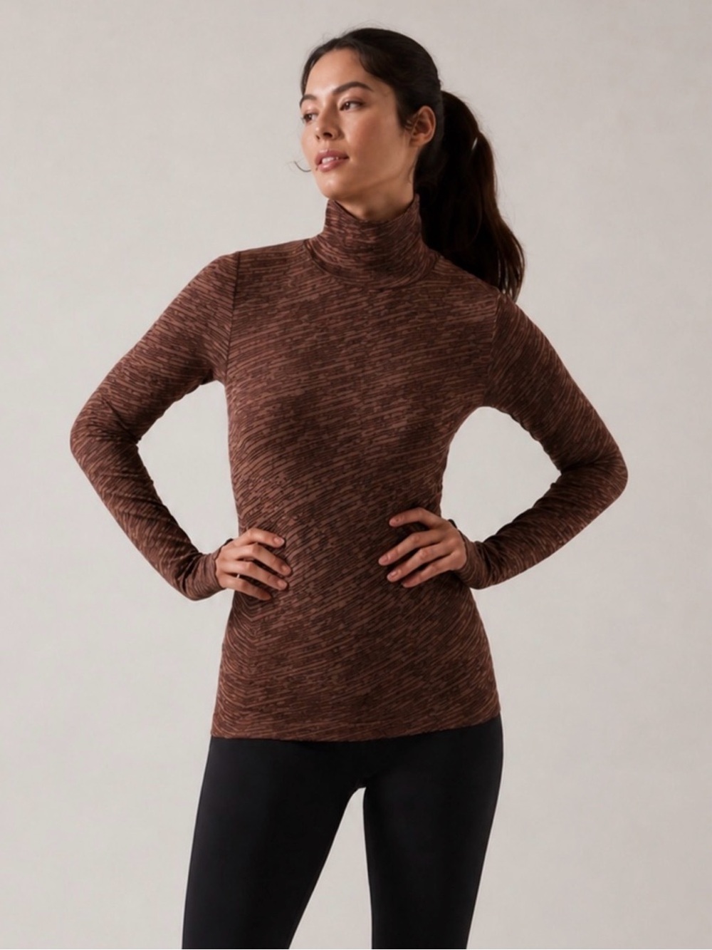 Athleta Flurry Seamless turtleneck in Wren Rustic